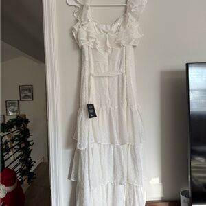 Lulu's White Layered Maxi Dress